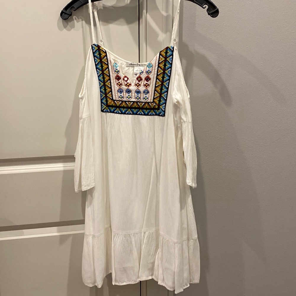 Cream Open Shoulder Hobo Dress